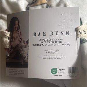 Rae Dunn White Plush Throw with Christmas Design- 50in x 70 in.(127cm x 178 cm).